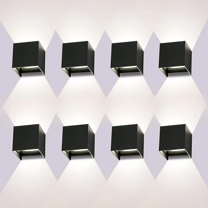 Ledmo 8 Apliques LED Exterior 12W 4000K IP65 Ángulo Ajustable Negro