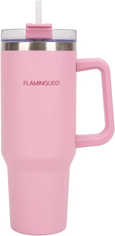 Flamingueo Termo 1.18L - Botella Acero Inoxidable con Pajita y Asa