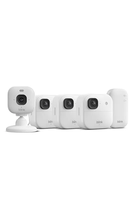 Pack Cámara Exterior Blink 2K+ con Mini Cámara 2K+ (Última Generación) en Blanco