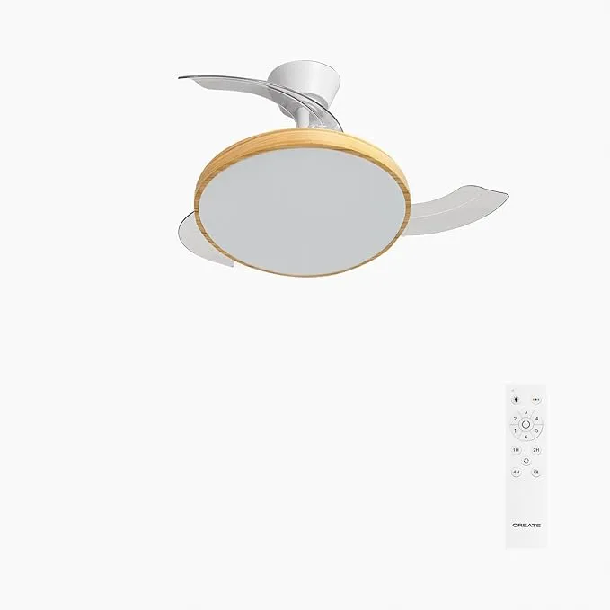 CREATE / WIND CLEAR STUDIO S/Ventilador de techo con luz blanco y madera clara con mando