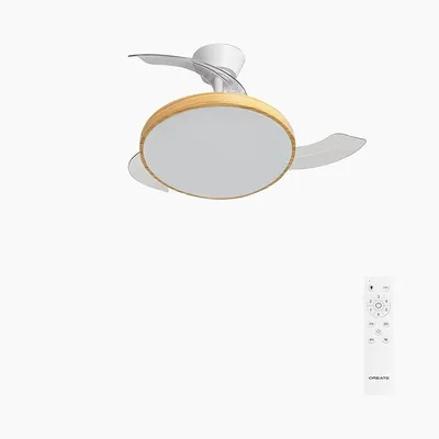CREATE / WIND CLEAR STUDIO S/Ventilador de techo con luz blanco y madera clara con mando