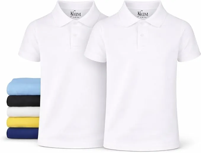 Pack 2 Polos Escolares Unisex KHIM Manga Corta Polialgodón Blanco 11-12 Años