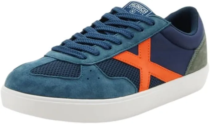 Zapatillas Munich Break 48 Estilo Retro Serraje y Tejido Técnico Naranja