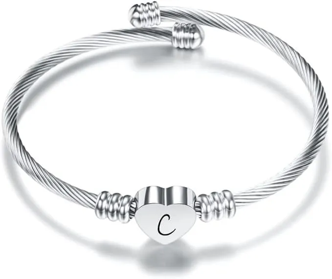 Pulsera Inicial 'Amor Corazón' Suonie - Joyería Ajustable con Letra A-Z