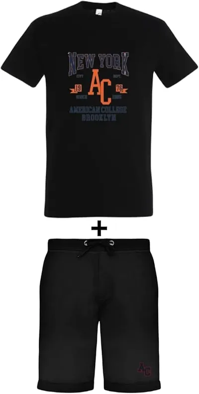 AMERICAN COLLEGE USA Ensemble Lot 2 Pièces T Shirt et Short Enfants Garçons Filles