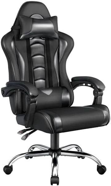 Silla Gaming Yaheetech con Masajeador USB y Soporte Lumbar Ajustable