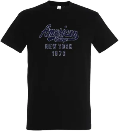 AMERICAN COLLEGE USA T Shirts Manches Courtes Hommes Femmes, Camisetas Unisex Adulto, Noir