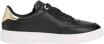 Tommy Hilfiger Sneaker con Suela Cupsole Mujer Essential Chic Court de Piel, Negro (Black), 38