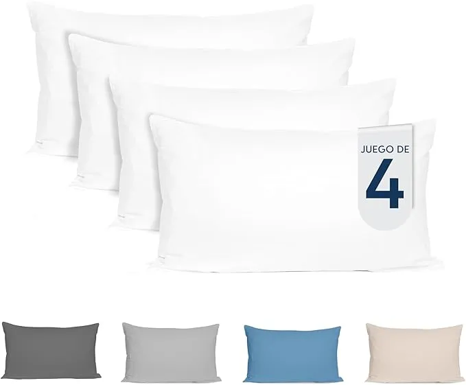 Dreamzie - Pack de 4 funda de almohada de color blanco