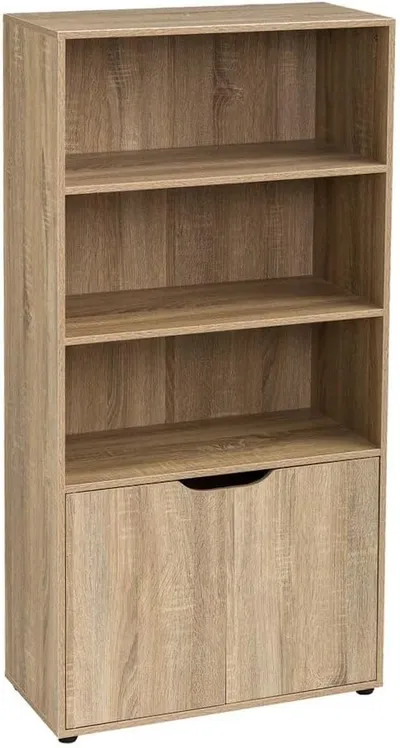 Estantería Cubo Roble 4 Estantes con 2 Puertas - 120x60x29 cm