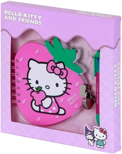 Diario Fresa Hello Kitty con Bolígrafo de 6 Colores