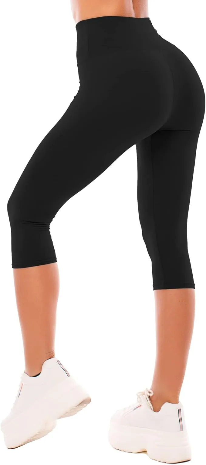 Leggings Cortos Mujer SINOPHANT Cintura Alta 3/4 Negro Talla SM