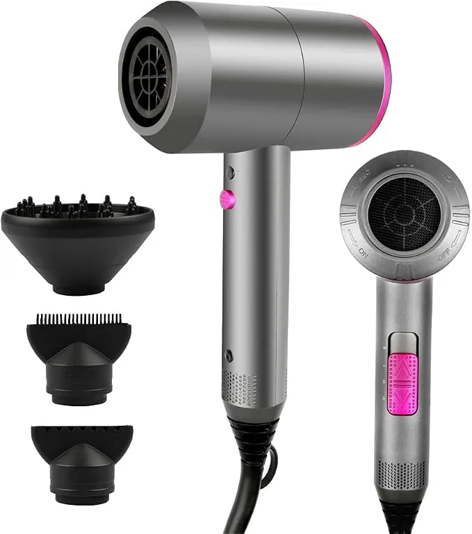 Secador Pelo Profesional Iónico Motor AC - 3 Temperaturas, 2 Velocidades, Difusor y Concentrador