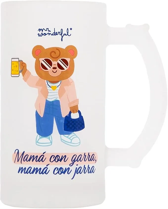 Jarra Mr. Wonderful "Mamá con Garra, Mamá con Jarra" para Cerveza o Refresco