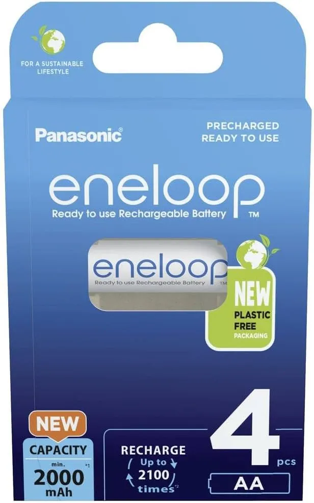 Pilas Recargables Panasonic eneloop AA Mignon - Paquete de 4 (2000 mAh)
