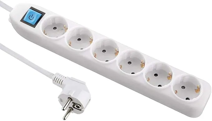 Electraline 59663 Regleta Base Multiple de 6 tomas con interruptor