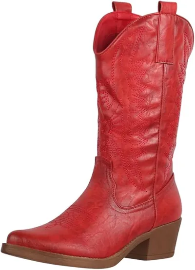 Elara Botas de Vaquero Mujer Estilo Motero Chunkyrayan 301-A32P Rot