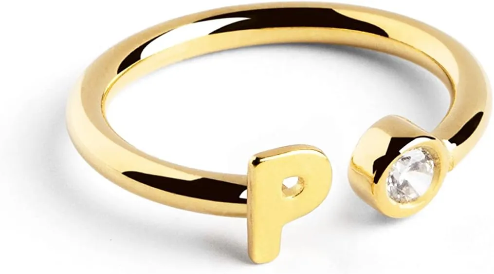 SINGULARU - Anillo Personalizado Letter Diamond Oro