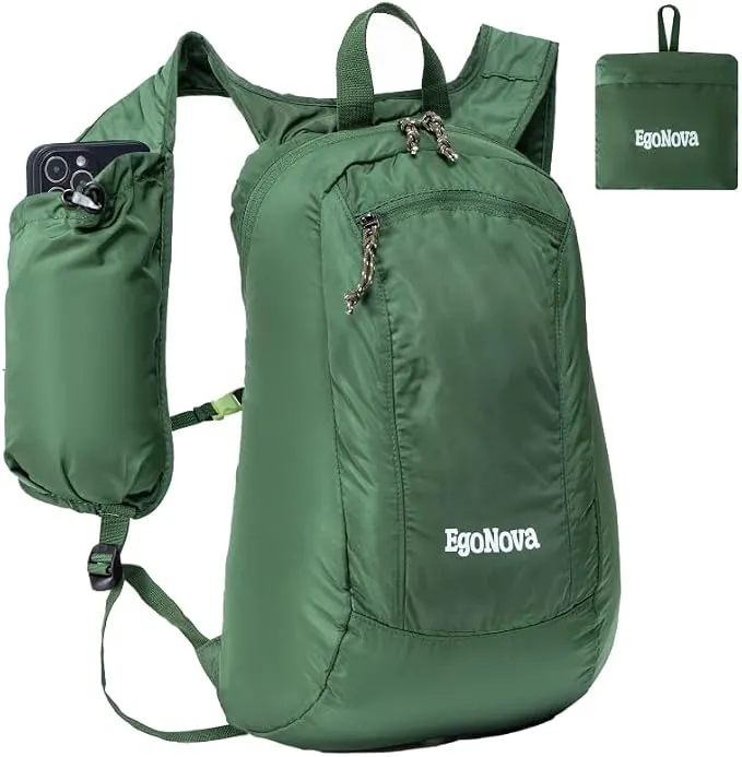 EgoNova Mochila de Senderismo Plegable Ligera 12L - Impermeable para Viajes y Outdoor