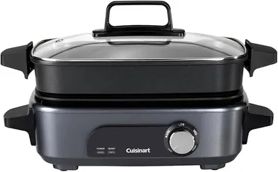 Cuisinart Robot de Cocina Multifunción 5 en 1 | Asar, dorar, cocer al vapor, cocinar y hervir a fuego lento | Antiadherente, placas y sartenes intercambiables | Apilable, fácil de guardar | Gris