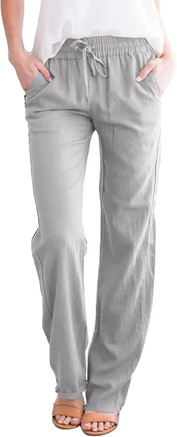 Pantalones Yuson Girl de Lino y Algodón Rectos y Ajustables