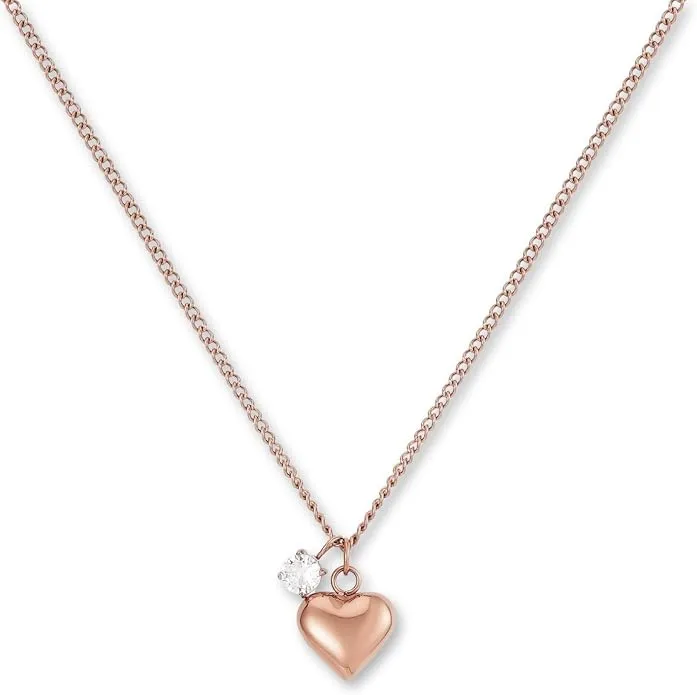 GD GOOD.designs Collar Corazón Oro Rosa Circonitas Acero Inoxidable