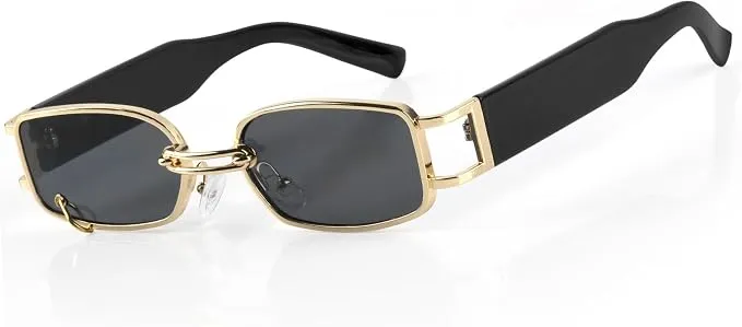 MEGAVOW Gafas de Sol Rectangulares Retro Steampunk UV400