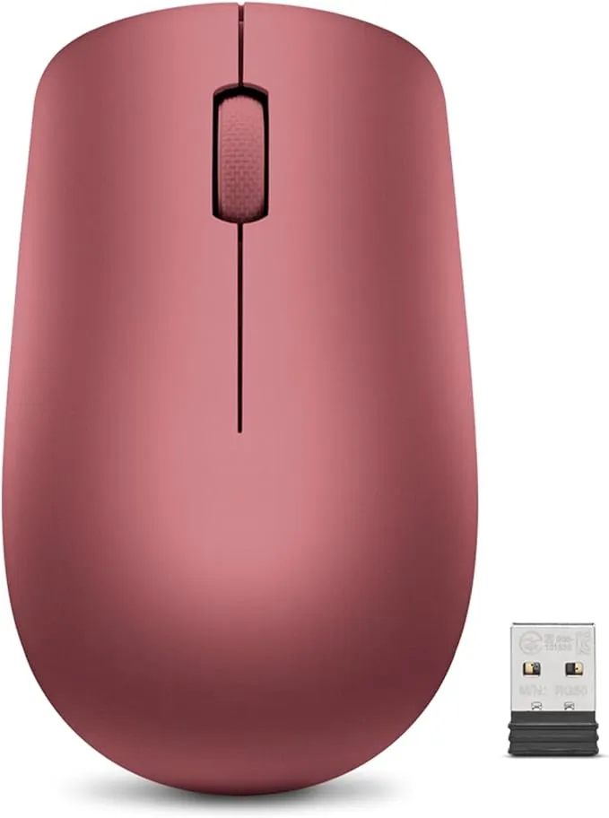 Lenovo GY50Z18990 530 - Ratón Inalámbrico de 2.4 GHz, Receptor USB Nano, 1200 dpi, Ambidiestro, Color Rojo Cereza