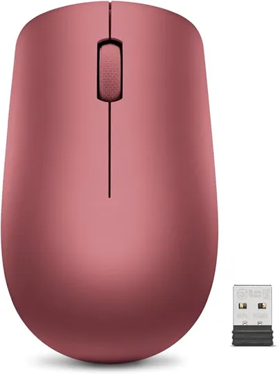 Lenovo GY50Z18990 530 - Ratón Inalámbrico de 2.4 GHz, Receptor USB Nano, 1200 dpi, Ambidiestro, Color Rojo Cereza