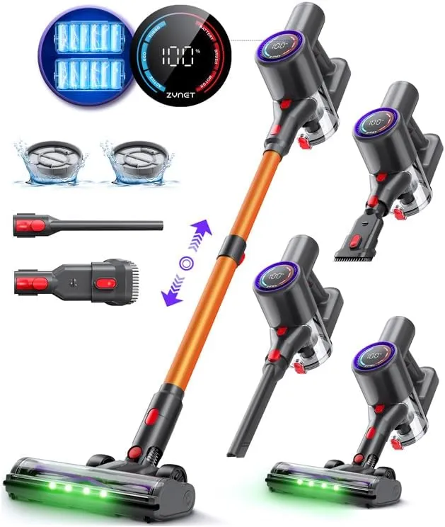 DP2 Aspiradora Sin Cable con 2 Baterías, 48KPa, 90Min, 600W, 6 en 1, LED, Tubo Telescópico, para Mascotas