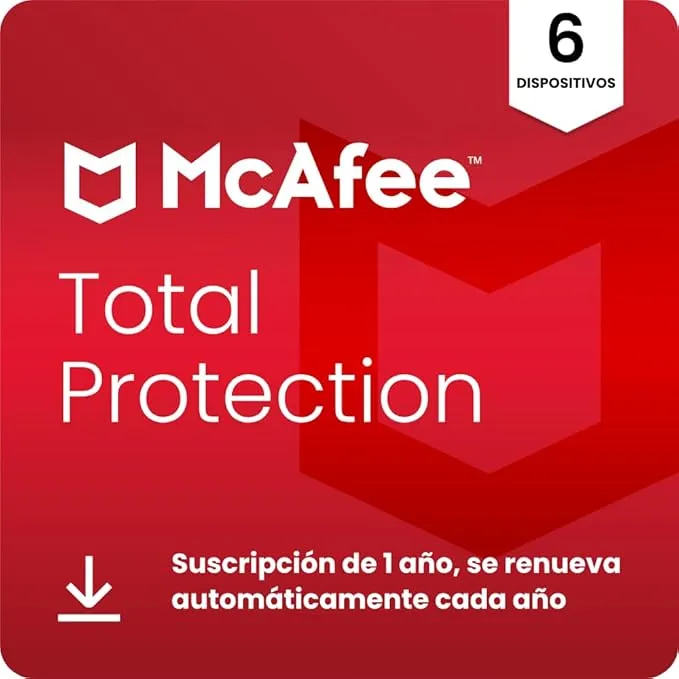 McAfee Total Protection para 6 Dispositivos 2026, 15 meses