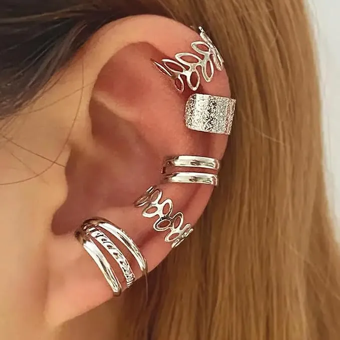 Pendientes Apilables de Latón Estilo Cartílago para Mujer