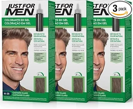 Pack 3 Unidades Just For Men Tinte Colorante en Gel Castaño Claro