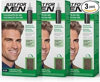 Pack 3 Unidades Just For Men Tinte Colorante en Gel Castaño Claro