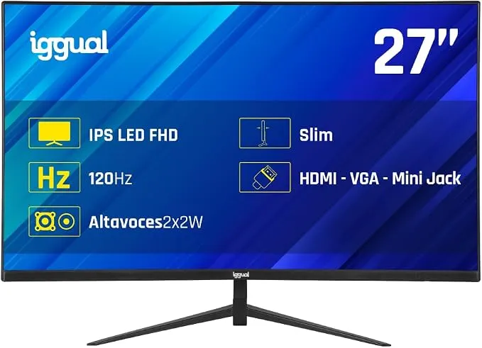 Monitor Profesional Iggual 27” Full HD 120Hz 1ms IPS Frameless