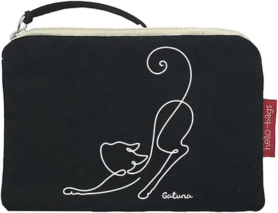 Bolso Monedero hello-bags GATUNA de Algodón 100% con Detalles en Negro