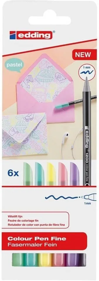 6X Rotuladores Edding pastel