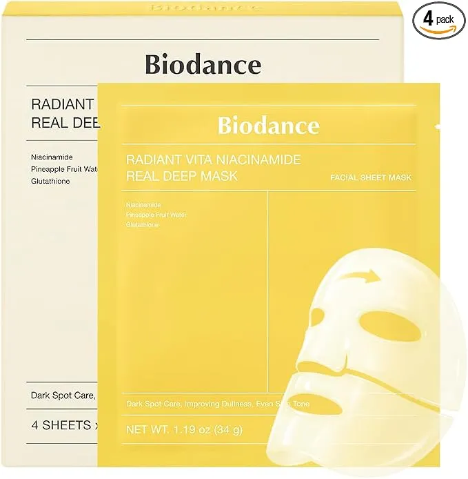 BIODANCE 4 Mascarillas Vita C Niacinamida Nocturna