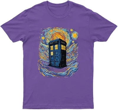 Camisetas divertidas con diseño de caja azul de noche estrellada para hombre
