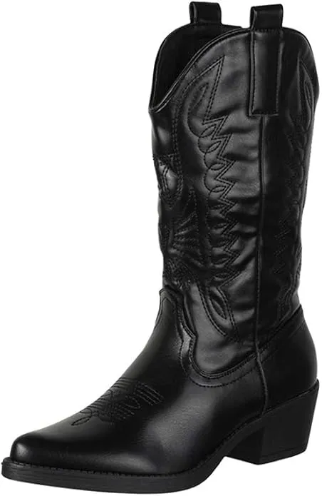 Elara Botas de Vaquero Mujer Estilo Motero Chunkyrayan 301-A32 Negro