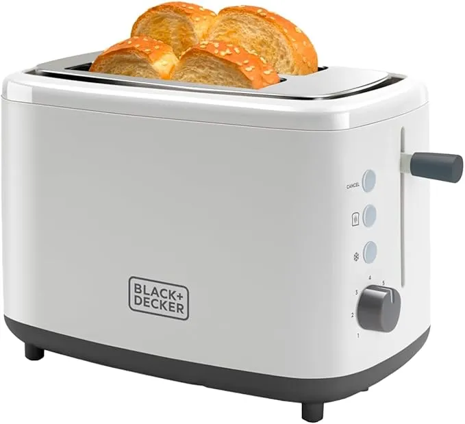 Tostadora Black+Decker 2 Ranuras Extra Anchas 820W Blanca