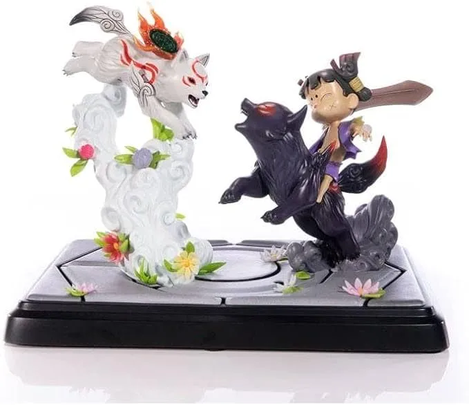 Estatuilla First 4 Figures Okamiden Chibiterasu vs Dark Chibiterasu y Kuni 33 cm