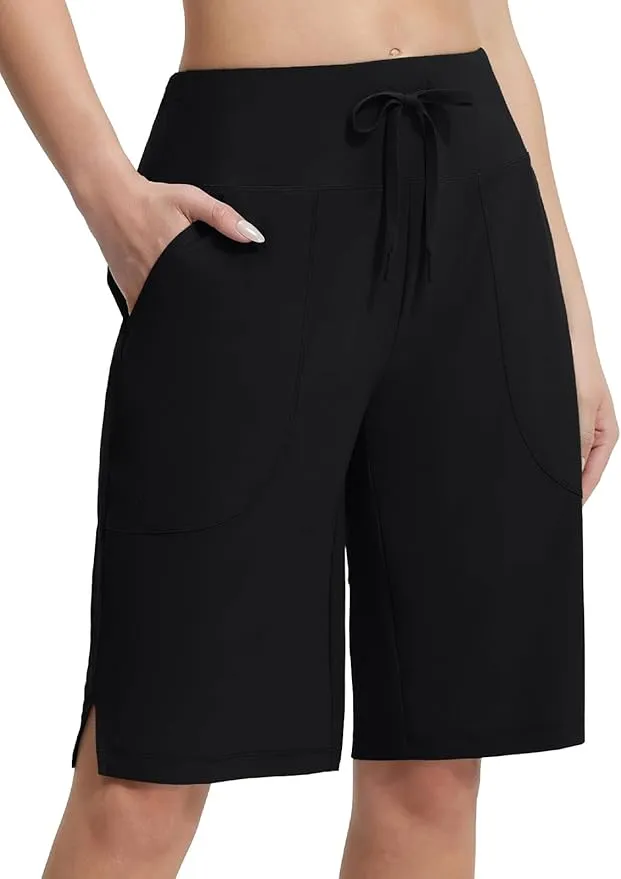 baleaf Pantalones cortos de natación para mujer, bermudas de 11 pulgadas