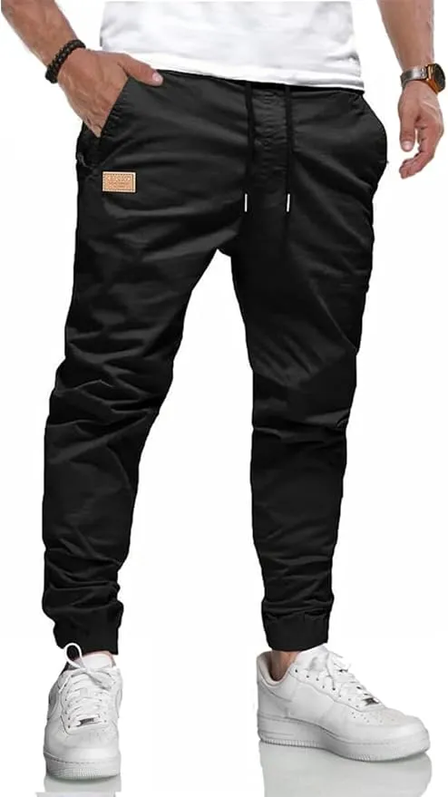 KUNJLELP Pantalones Casual Hombre Pantalón de Cargo Algodón Largos Elásticos Jogging Pants con Bolsillos
