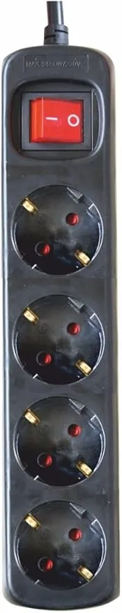Regleta Silver Electronics con 4 Tomas, Cable 1.5m, Interruptor y Protección Infantil