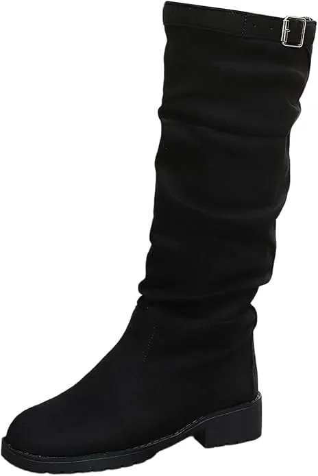 Botas de Vaquero de Ante para Mujer - Tacón Bajo Perforado