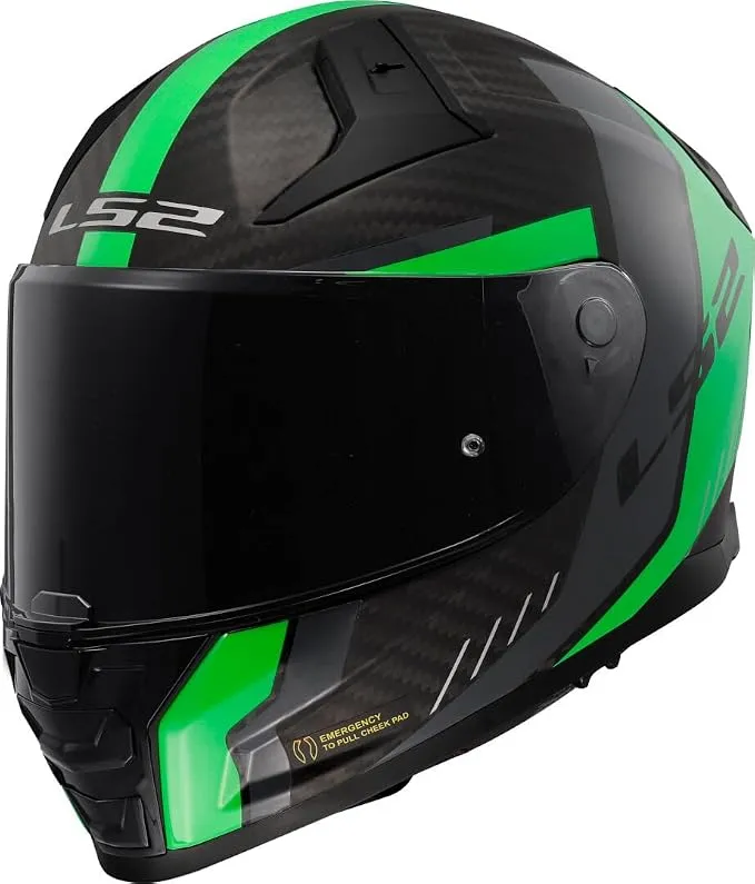 LS2 Casco Moto Integral VECTOR II CARBON GRID Matt Fluo Green Antiempañamiento