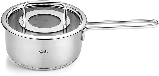 Fissler Pure Collection Cazo de Acero Inoxidable con Tapa de Vidrio (16 cm)