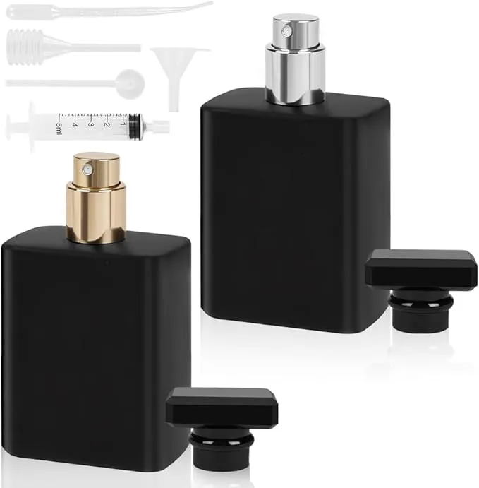 Lophe Atomizador Perfume Portátil Recargable 50ML (Negro) - Pack 2 Unidades