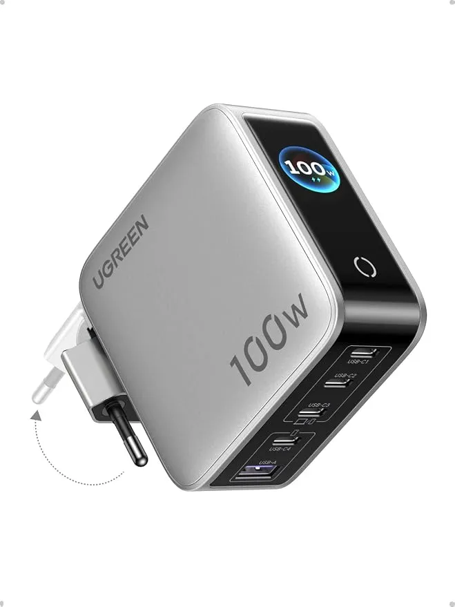 UGREEN Nexode Pro Cargador USB C 100W con Pantalla TFT y 5 Puertos